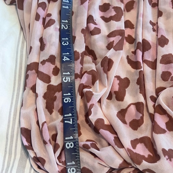 FREE PEOPLE MEG CHEETAH CROP MESH TOP SZ S PINK BROWN FLOWY BOHO SPRING SUMMER - Picture 11 of 11